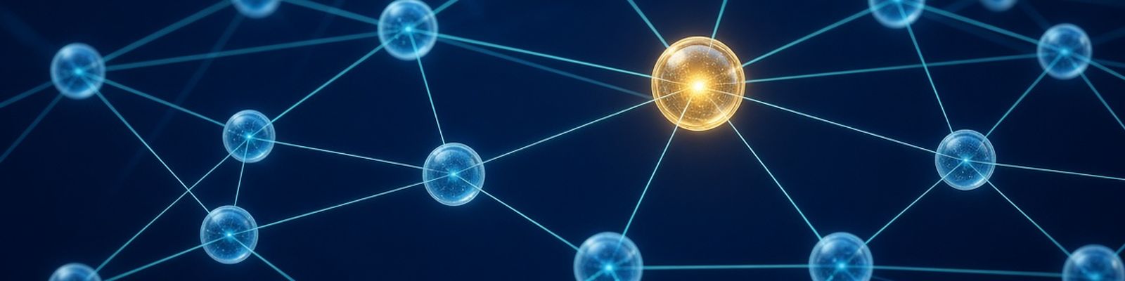 A network of glass nodes with one gold node